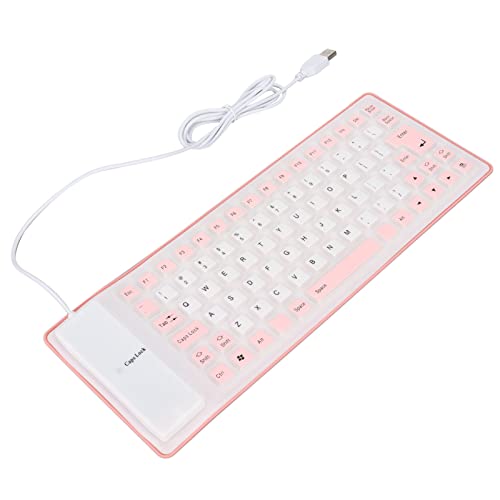 Clavier en silicone filaire USB rose souple et transportable pour ordinateur