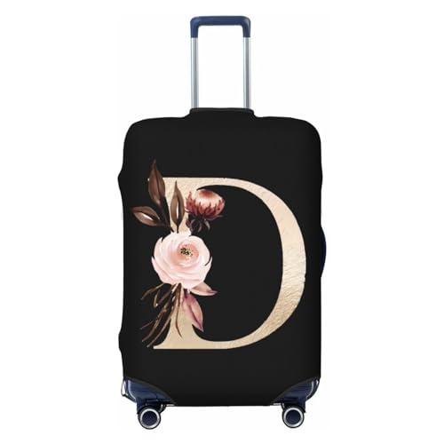 Generic Travel Luggage Cover Spandex Suitcase Protector Bag,Gold Floral Letter D Dust-Proof Fits 18-32 Inch Luggage, Baggage Covers For Kid And Adult,X-Large