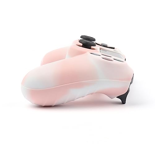 Image of Ralan Pink Controller Skin Protector - Silicone Cover Compatible with PS4 Slim /PS4 Pro Controller (6 Pro Thumb Grips, 2 Skull Cap Grips)(Camouflage Pink + White Pink)