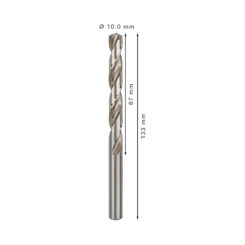 Bosch 5x PRO Metal HSS-G Spiralbohrer Standardlänge (für Nichteisenmetalle, Stahl, Ø 10,00 mm, Professional Zubehör Bohrmaschine/Schrauber)