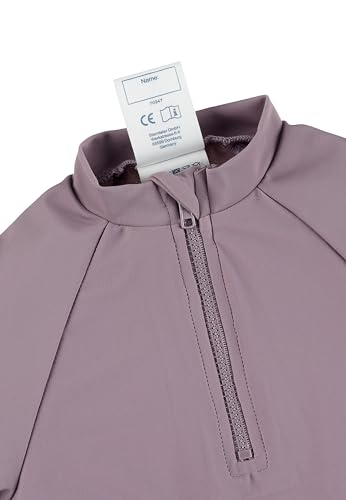 Sterntaler Badeshirt Kurzarm Uni – UV-Schutz 50+ Schwimmshirt – Mädchen Beachwear schnelltrocknend – Kinder Rashguard mit Reißverschluss & Kinnschutz – blasslila, Größe 104