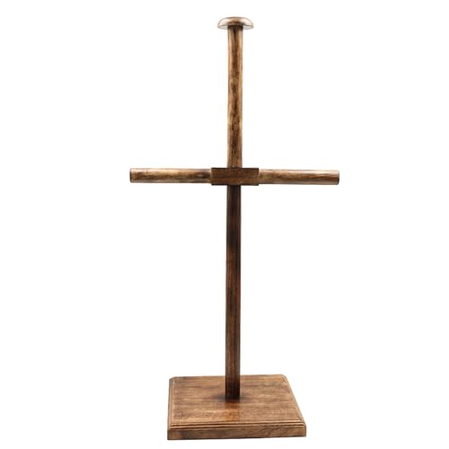 Armory Replicas Medieval Armor Breastplate & Helmet Wooden Display Stand 36.5'' Natural Wood Stand with Stained Finish, Tool-Free Assembly, Perfect for Greek & Roman Armor Display