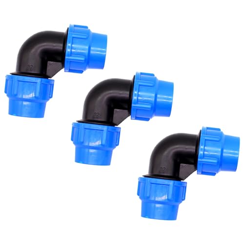 Okaywork Lot de 3 tuyaux PE 20 mm Raccords coudés 90° PP Bleu Intérieurs et extérieurs