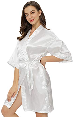 Goodmansam Womens Simplicity Stlye Bridesmaid Wedding Party Kimono Robes, Short, Medium, Pure White4,Pure White4,Medium