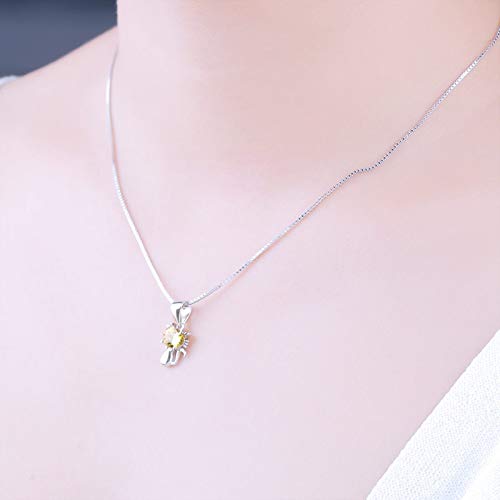 Collier chat mignon en citrine jaune et argent. Style délicat - 2