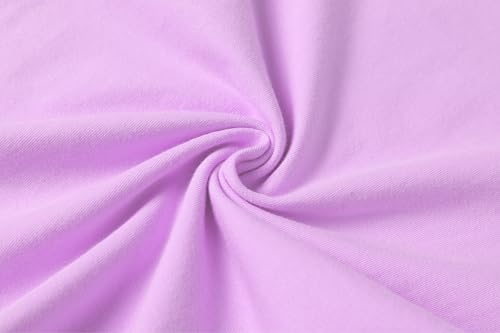 Image of Girls' Puff Sleeve Cotton T-Shirt Cute Summer Tops Short Sleeve Crewneck Tshirts Tees Little Kids Girls Size 5t 6t 5 6 6X 6-7 t Years Light Purple Lavender 5-6