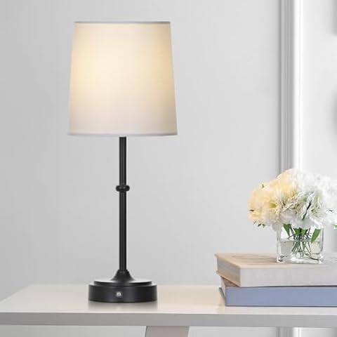 Cinyirong 16“Black Cordless Table Lamp,Small Table Lamp for Bedroom - Bedside Lamps for Nightstand, Portable LED Desk Lamp with USB Ports for Kids Reading Touch Dimmable Table Lamps Cover