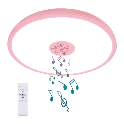 ASALL Pink Waterproof LED Ceiling Light Fixture,Music Ceiling Lamp,with Bluetooth