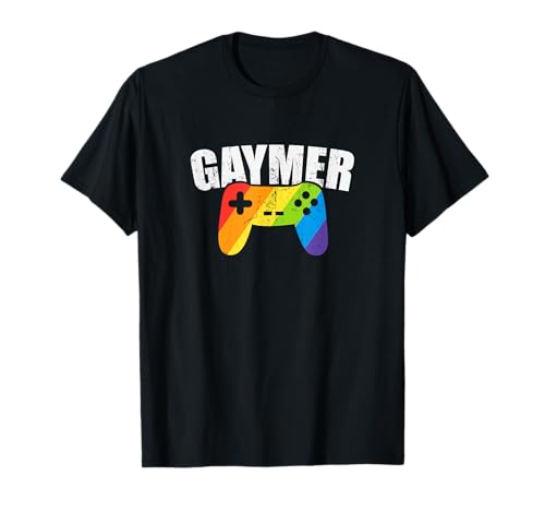 Divertido Gaymer Gay LGBT Pride Gamer Rainbow Flag Camiseta