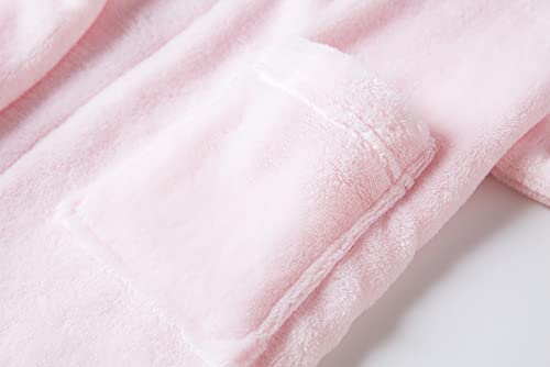 Image of Girls Fleece Hooded Robes, Warm Printed Bath Robe for Kids Soft Fuzzy Bathrobe for Gifts