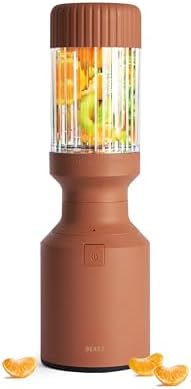 The Beast Mini Blender | Mini Countertop Kitchen Blender | Blend Smoothies and Shakes, Dressings, Sauces, Dips | Straw Cap and Straws Included | 600W (Terra)