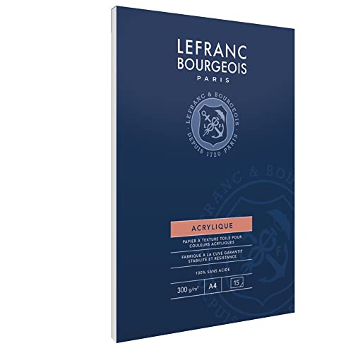 Lefranc Bourgeois - Bloc De Papel Para Acrílico A4 100% Libre De Ácido En Oferta Lefranc Bourgeois 300687 Lefranc Bourgeois Cuaderno Papel Para Colores Acrílicos – Bloc Encolado Sobre 1 Lado De 15 Hojas 300 G/M². Tamaño A4,,