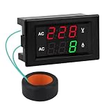 DROK Volt Amp Meter, AC 500V 500A Digital Voltmeter Ammeter Panel, 0.39 Inches LED 2in1 Multimeter, 2-Wire Voltage Amperage Tester Gauge with Current Transformer