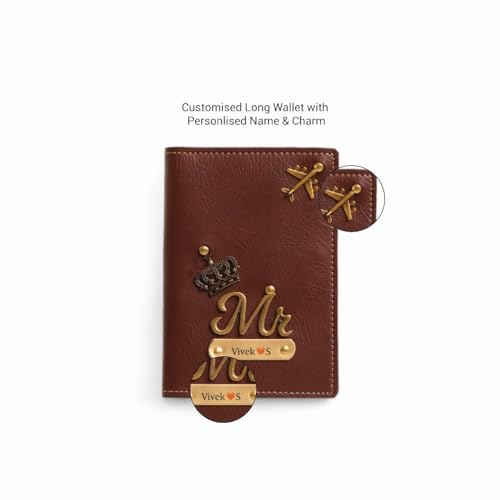 Image of Leather Passport Cover Holder for Men & Women Personalised Name & Charm, Passport Cover, Full Size, Gifts for Men & Women (Premium Passport Cover)