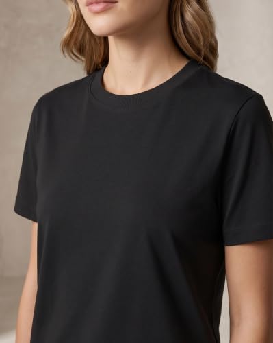 Image of NOBERO 100% Cotton T-Shirts for Women Stylish | Regular Fit | Solid T Shirts for Women 180 GSM Combed Cotton | Crew Neck Half Sleeve