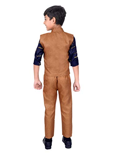 Image of AHHAAAA Kids Ethnic Cotton Blend Waistcoat Shirt and Pant for boys