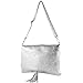modamoda de - T241 - ital. Leder Clutch Umhängetasche Medium, Farbe:Silber-Metallic