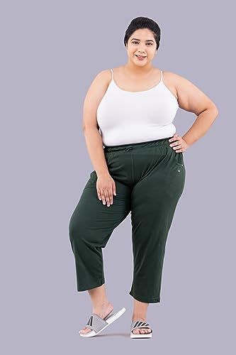 Image of CUPID Woman's Plus Size Plain Cotton Half Pant, 3 /4th Sports n Casual Night Short Pant, Knee Length Indoor n Outdoor Capris for Ladies