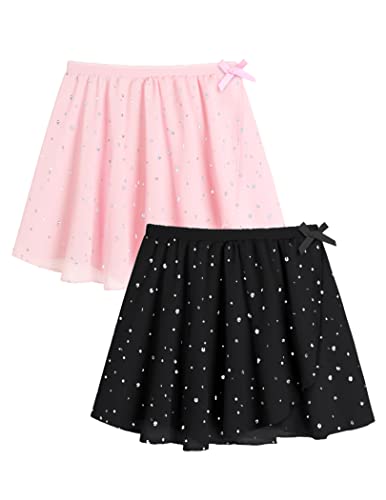 Zaclotre Girls Ballet Skirt Sparkly Chiffon Pull On Dance Skirts For Toddler/Kids Dancewear 2 Pack #TOP6