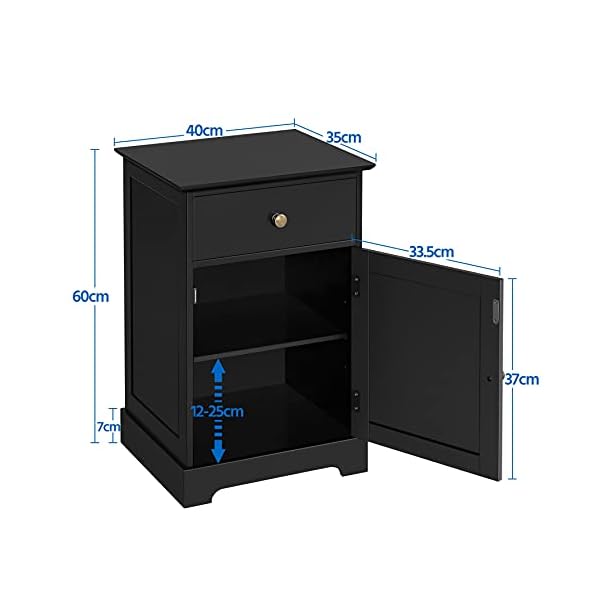 Yaheetech Bedside Table, Bedside Cabinet Nightstand with Drawer and Door, Wooden Storage Unit Side Table End Table for Bedroom/Living Room/Hallway/Bathroom - Image 9