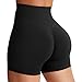 YEOREO Women's Biker Shorts 4.5" / 6" Workout Gym Shorts Craze High Waist Tummy Control Hidden Scrunch Running Yoga Black S