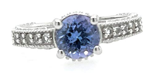 Natural 1Ct Tanzanite 925 Solid Sterling Silver Engagement Ring Size 6, 7.5, 8, 9 #TOP7
