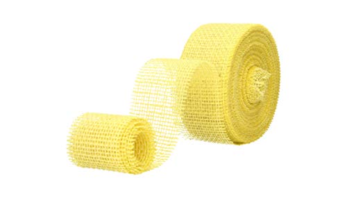 AmaCasa Eco Juteband 6cm breit, 25m Rolle | gestärktes Geschenkband mit kompostierbarem Etikett | Dekoband für wundervolle Dekorationen (Zitrone, 6cm/25m) Cover