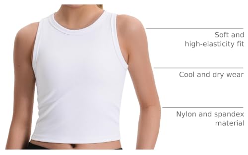 Image of JOCMIC 2 Pack Girls Tank Tops Kids Athletic Tanks Ribbed Knit Cropped Tops