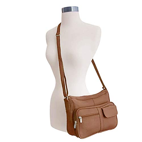 Silverfever Medium Leather Handbag | Ladies Shoulder Bag | Organizer W Built In Wallet (Light Brown) #TOP6