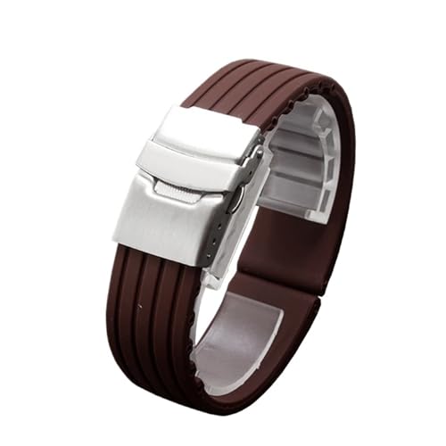 SiChouwz 16 17 18 19 20 21 22 23 24mm �t���b�g�C���^�[�t�F�[�X�V���R���E�H�b�`�X�g���b�v�t�����o�[�E�H�b�`�o���h(Brown silver Z,20mm)