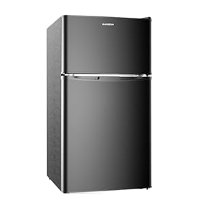 BANGSON Mini Fridge with Freezer, 2 Door Small Refrigerator with Freezer, Mini Fridge for Bedroom, 3.2 CU.FT, For Home, Office, Dorm, Garage or RV, (Black)