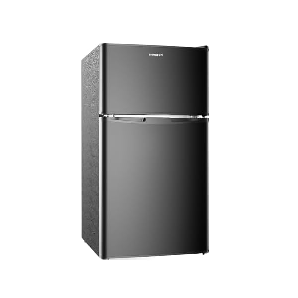 BANGSON Mini Fridge with Freezer, 2 Door Small Refrigerator with Freezer, Mini Fridge for Bedroom, 3.2 CU.FT, For Home, Office, Dorm, Garage or RV, (Black)