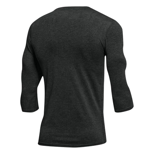 3/4 Sleeve Tops for Men Summer UV Sun Protection Rash Guard Casual Soft Loose Fit Crewneck T Shirt Basic Tees Pullover3