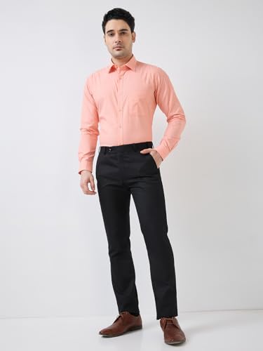 Image of Raymond Men Slim Fit Fil-A-Fil Pattern Pure Cotton Semi Cutaway Collar Full Sleeve Formal Shirt