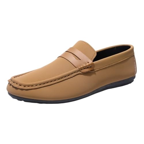 Mens Loafers Round Toe Lightweight Anti Walking Shoes Flexible Comfortable Casual Slip On for Business Office Work Wedding