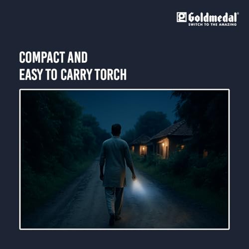 Image of Goldmedal Torcia 06 1+3W LED Rechargeable Torch -Cool Daylight(6500K)|1200 mAh Li-ion Battery |Battery Back-up Upto 4 Hrs |Type-C Charging| Deep Discharge Protection |Powerful 1W Front & 3W Side Light