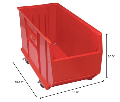 Image of FSE 373-QUS994MOBRD Hulk 36 inch Container, Mobile, 35-7 /8 inchL x 16-1 /2 inchW x 20-1 /2 inchH, high Impact Stackable, autoclavable up to 250F, red