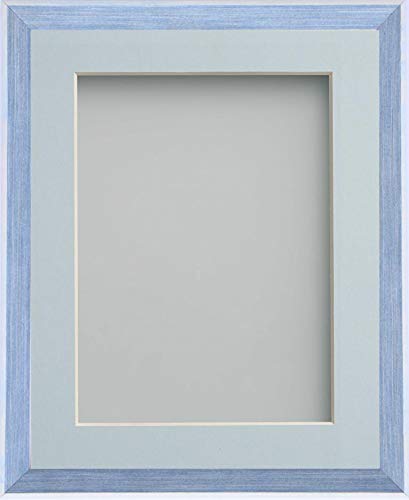 Frame Company Light Blue Mount Hawthorn Range Dusty Blue Picture Photo Frames With 12X10 For 9X7 *Choice Of Colours And Sizes* Fitted With Real Glass