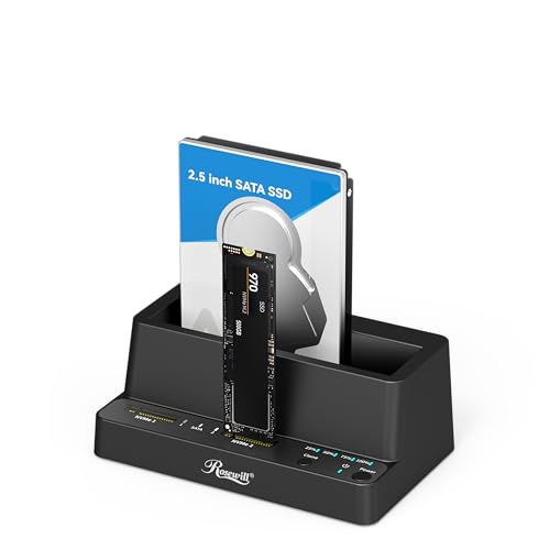 Image of Rosewill M.2 NVMe & SATA SSD / 2.5 inch & 3.5 inch HDD Hard Drive Cloner & Reader Docking Station, USB 3.2 Gen 2x1 10Gbps, Triple Bay, Offline Cloning, Tool-Free - RS-N2S-CL