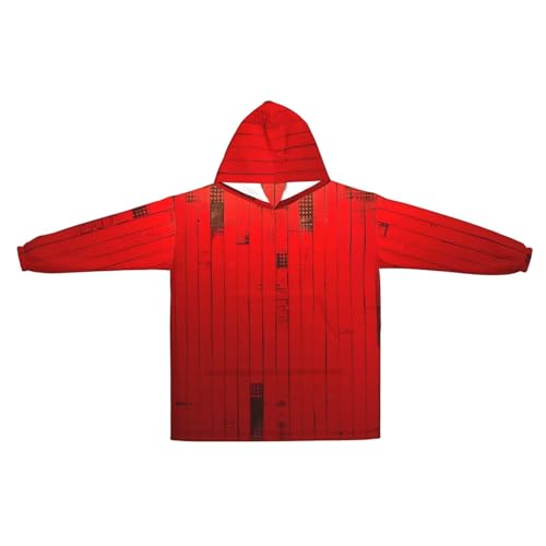 Couverture à capuche plaid portable flanelle chaude femme homme avec manches rayures rouges