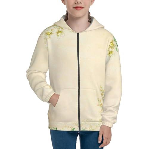 Flower Kids Pullover Hoodies Boys Zip Up Sweatshirts Girls Athletic Clothes with Pocket3