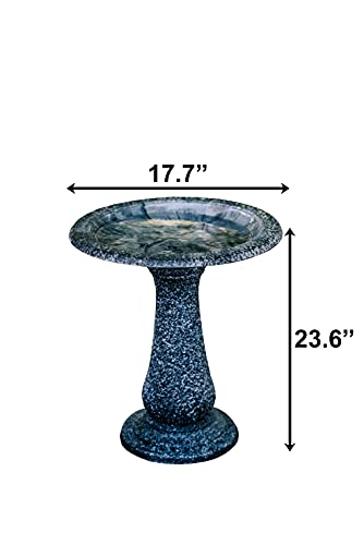 Xbrand Ge2418Bbgr-2 Set Of 2 Birdbaths W/Round Pedestal & Base, 23.6 Inch Tall, Black W/Speckled Gray #TOP1