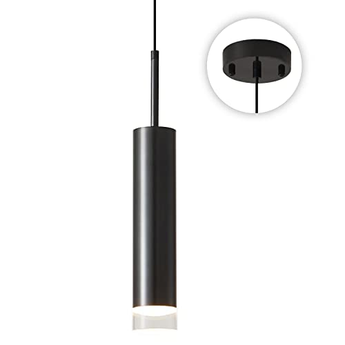 Suspension LED noire cylindrique ajustable luminaire suspendu