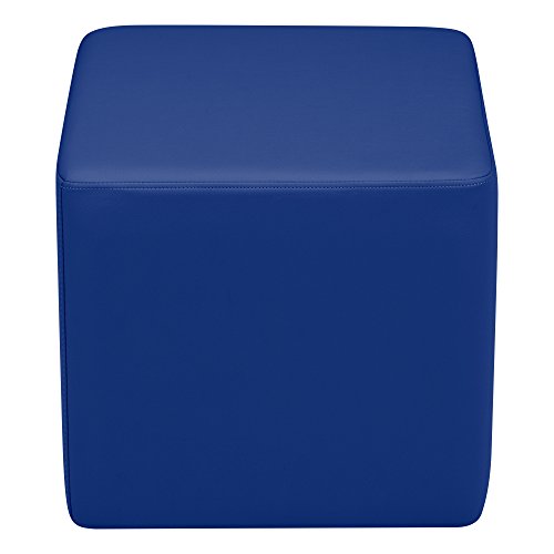 Image of Sprogs 18 inch H Structured Cube Stool -Flexible Modular Collaborative Soft Seating for Office, Home, Lounge and School Classrooms with Durable Frame & Set of 2 inch Casters Add-on -Blue