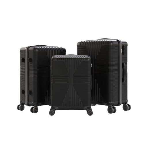 Karl home Luggage Sets 3 Piece, PP Hard Case Suitcase Set with Built-in Lock Spinner Wheels,...