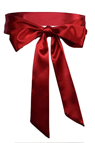 TeeYee Ceinture Satin Obi Ceinture Classique pour Femme Fille 170cm (L, Rouge)