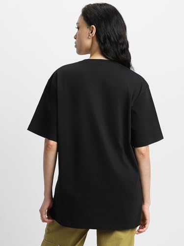 Image of JUNEBERRY Pure Cotton Oversized Baggy Fit Half Sleeve Drop Shoulder Plain Solid Round Neck T-Shirt for Women (Available in Black, White, Lilac, Cork, Maroon, Royal Blue, Swan White, Soap Nut Colors)