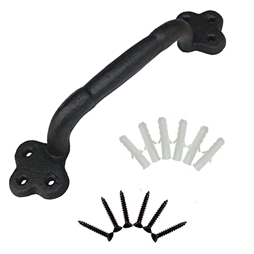 YMAISS Rustic Gate Handle,8.66in Cast Iron Sliding Barn Door Handle,Black Vintage Metal Gate Pull Handle, Fence Handle Antique Long Cabinet Handles,Farmhouse Decor Metal Grab Bar,Sliding Door Pull