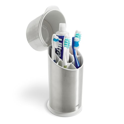 OXO Good Grips Stainless Steel Toothbrush Organizer, Bathroom Organizer and Storage, Toothbrush...