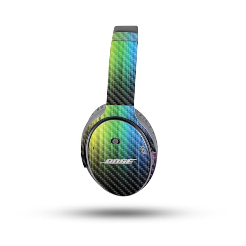 Image of MightySkins Carbon Fiber Skin Compatible with Bose QuietComfort 35 II Headphones - Rainbow Streaks | Protective, Durable Textured Carbon Fiber Finish | Easy to Apply